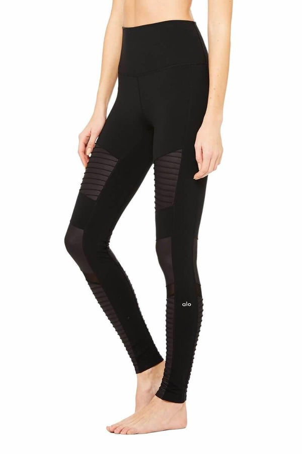 SEA YOGI High Waist Moto legging by Alo, Yoga Shop in Palma de Mallorca, black, side