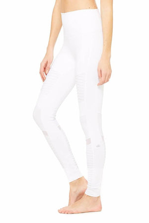 SEA YOGI High Waist Moto legging by Alo, Yoga Shop in Palma de Mallorca, White side