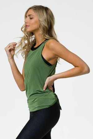 ONZIE // TIE BACK TANK - OLIVE TWIST