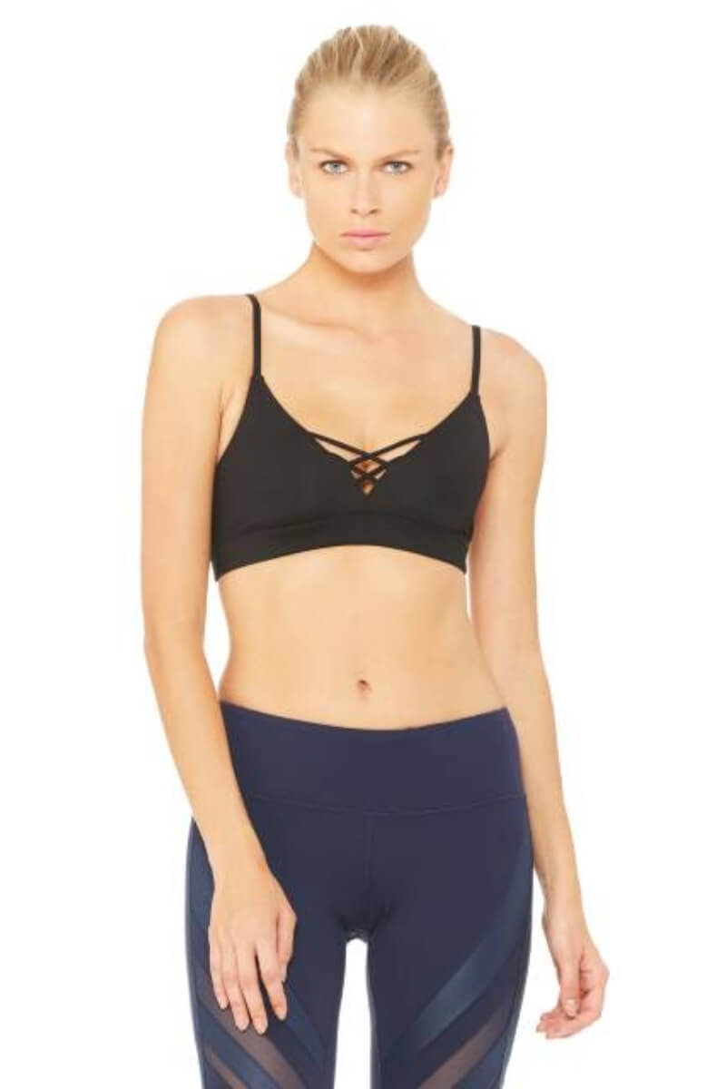 Sea Yogi Alo Yoga Interlace Bra Black front