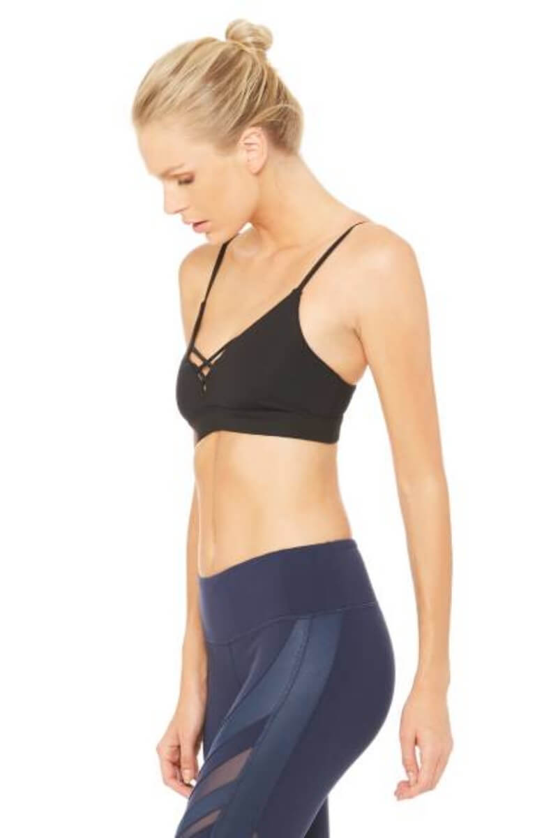 Sea Yogi Alo Yoga Interlace Bra Black Side