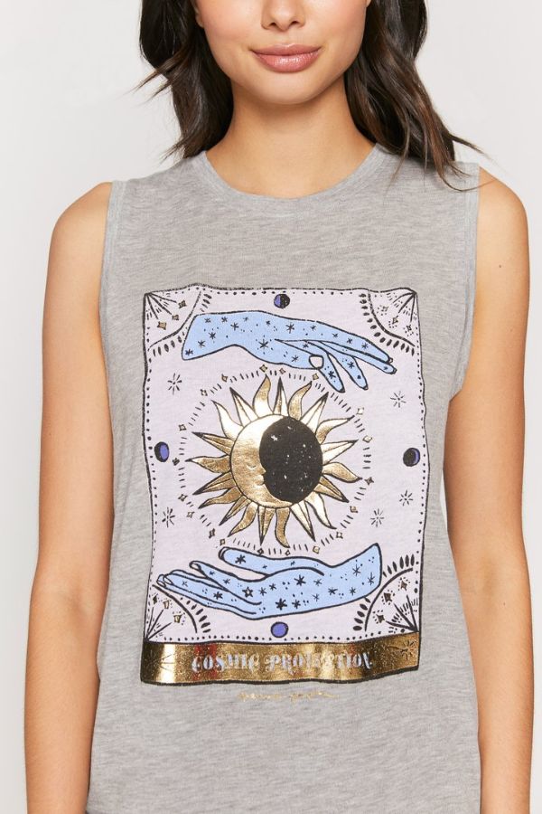 SPIRITUAL GANGSTER  // PROTECTION CHAKRA TANK - MEDIUM HEATHER GREY